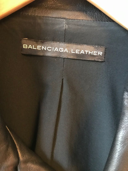 Veste en cuir Balenciaga noire T.40