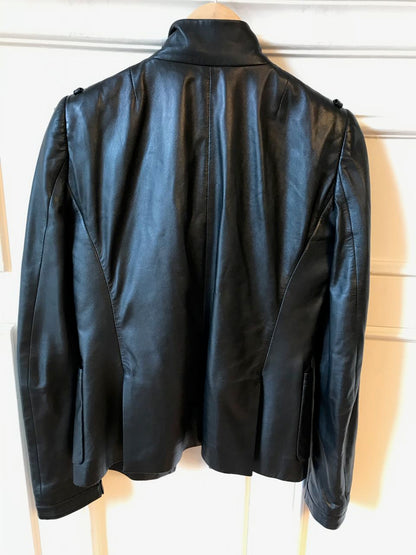 Veste en cuir Balenciaga noire T.40