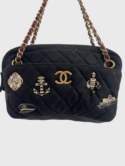Sac Chanel Camera jersey noir