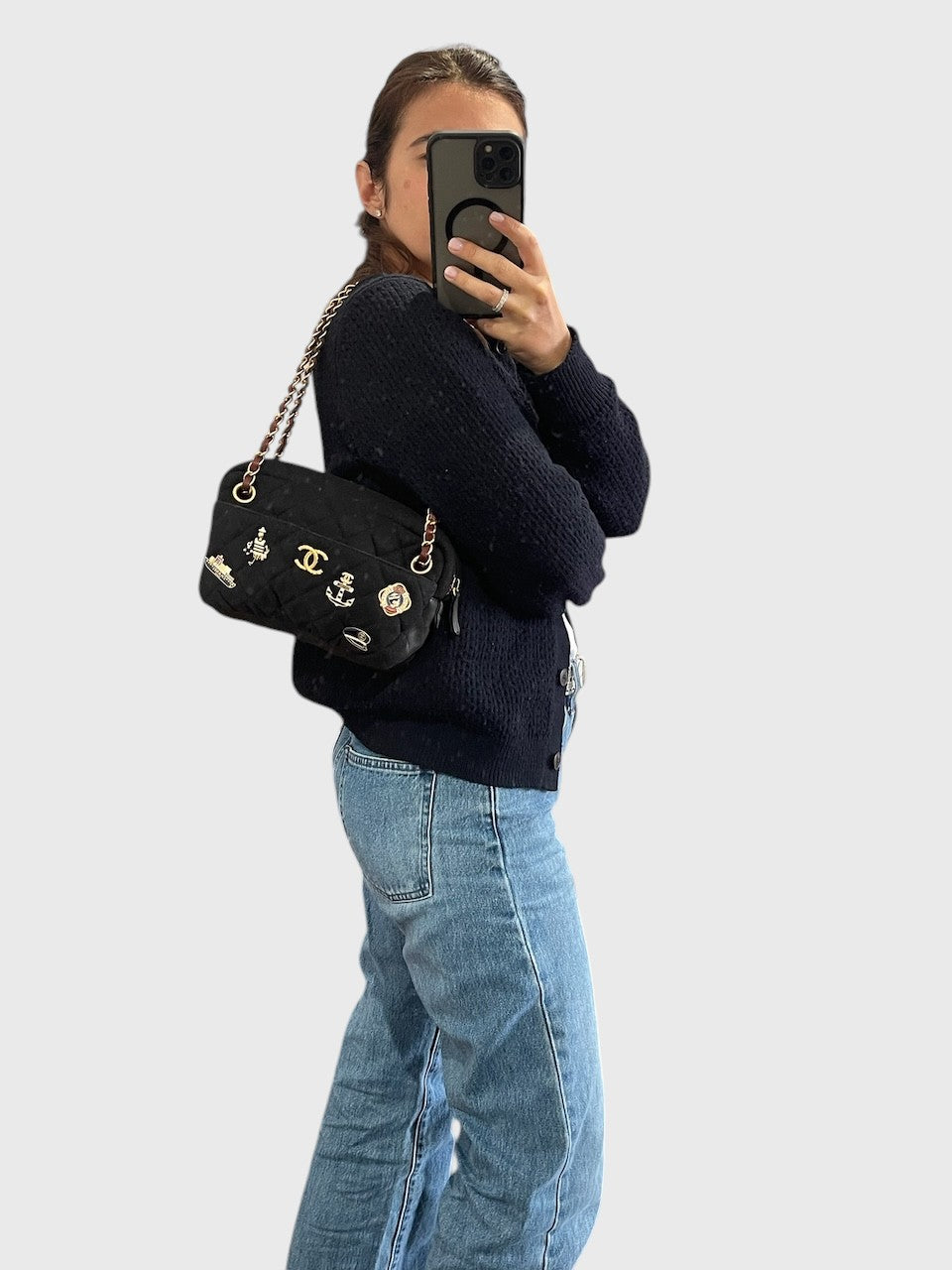 Sac Chanel Camera jersey noir