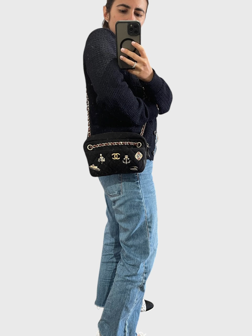 Sac Chanel Camera jersey noir