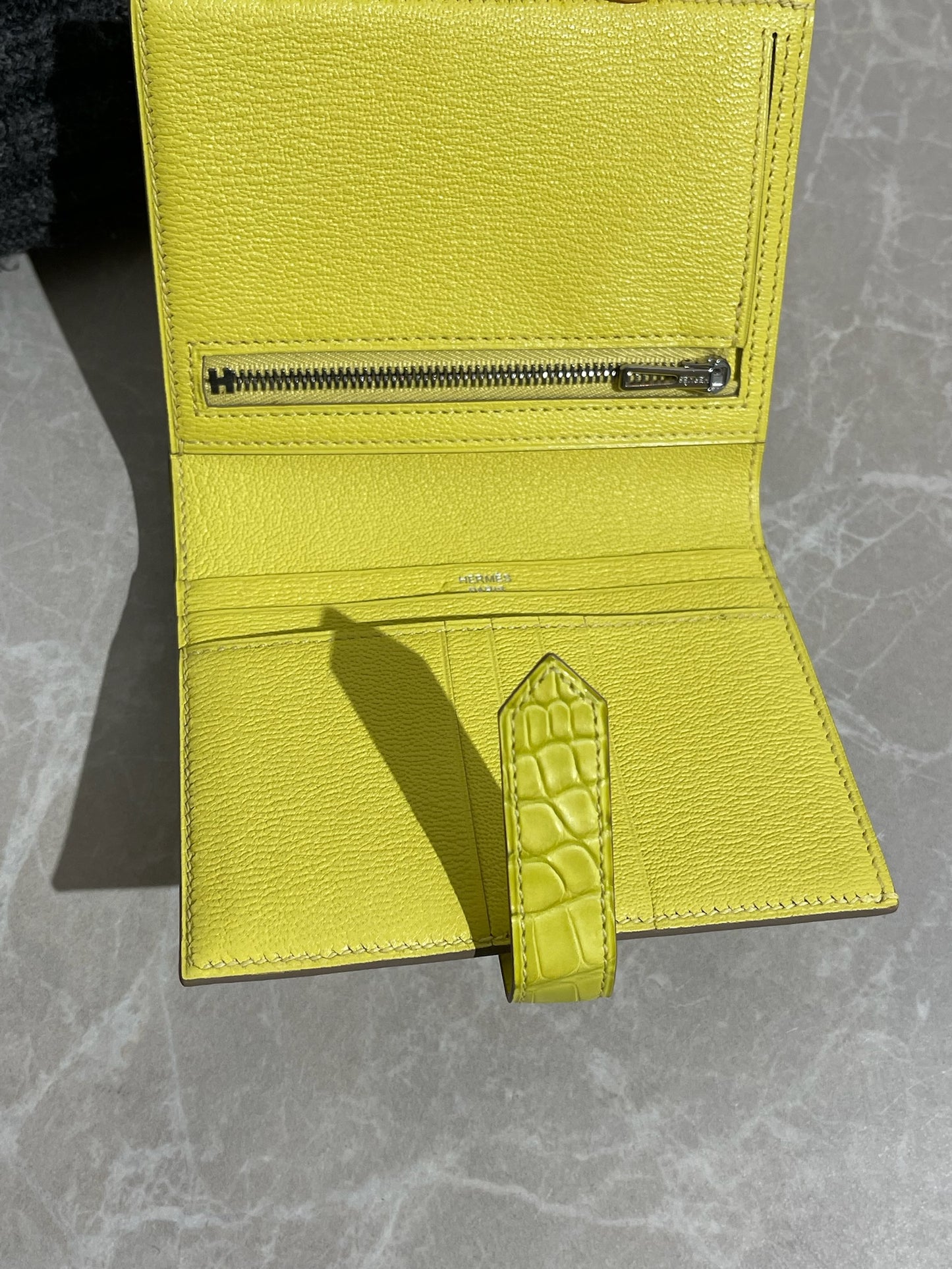 Portefeuille Hermès Béarn jaune