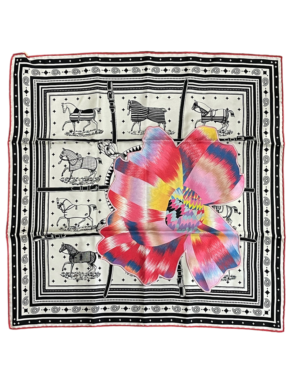 Carré Hermes 55 Bandana fleuri NEUF