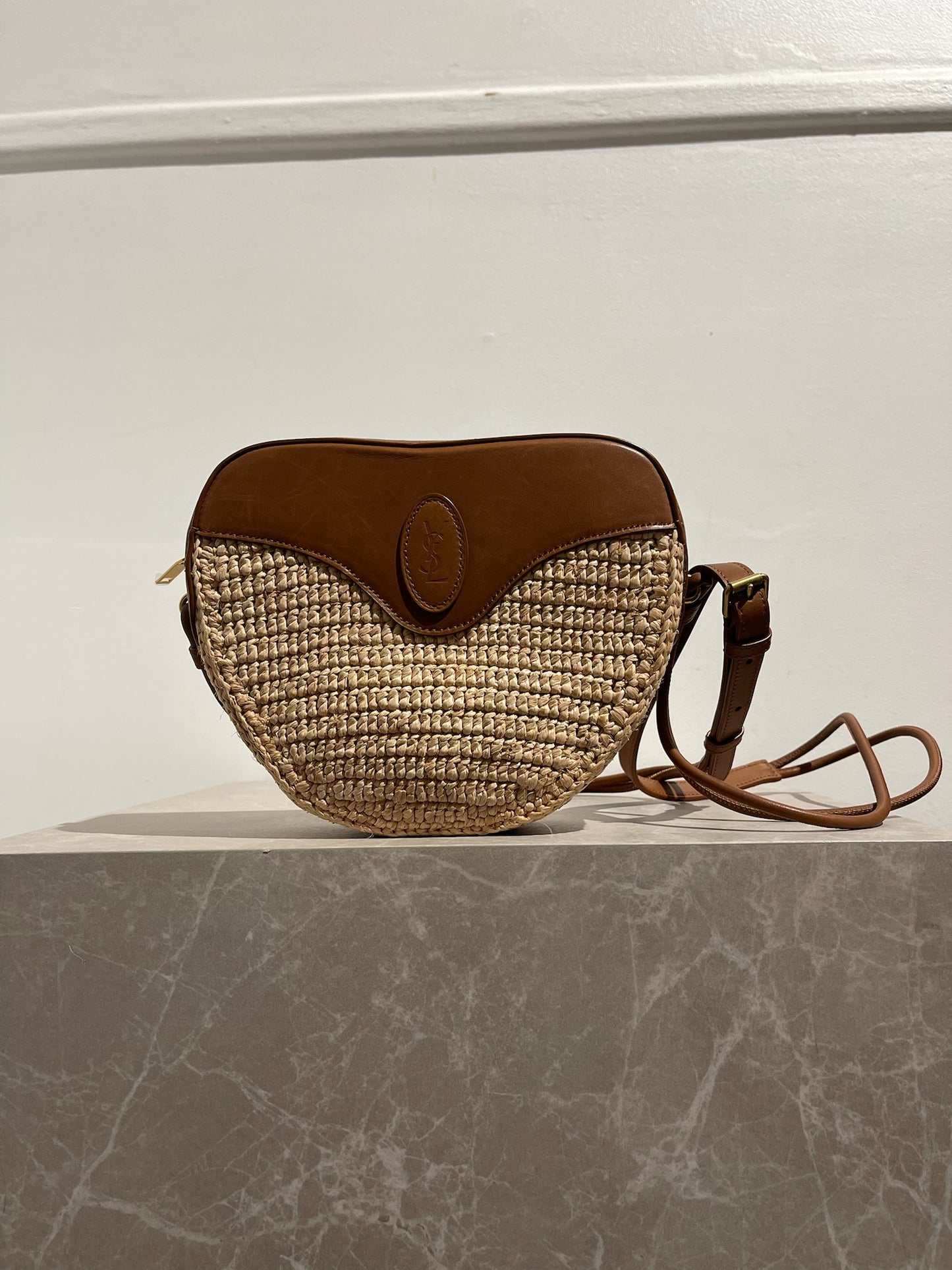 Sac Saint Laurent Coeur raphia