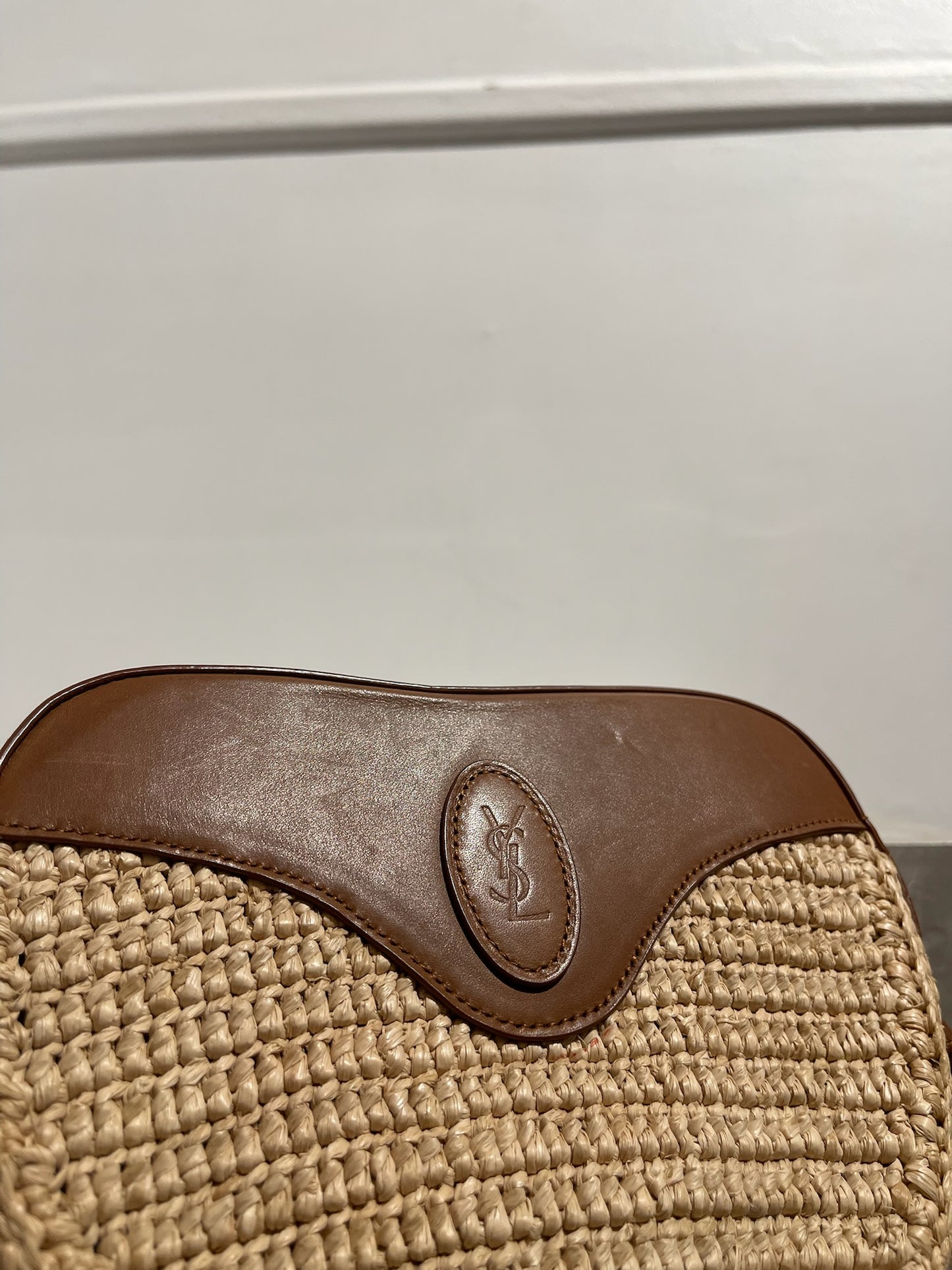 Sac Saint Laurent Coeur raphia