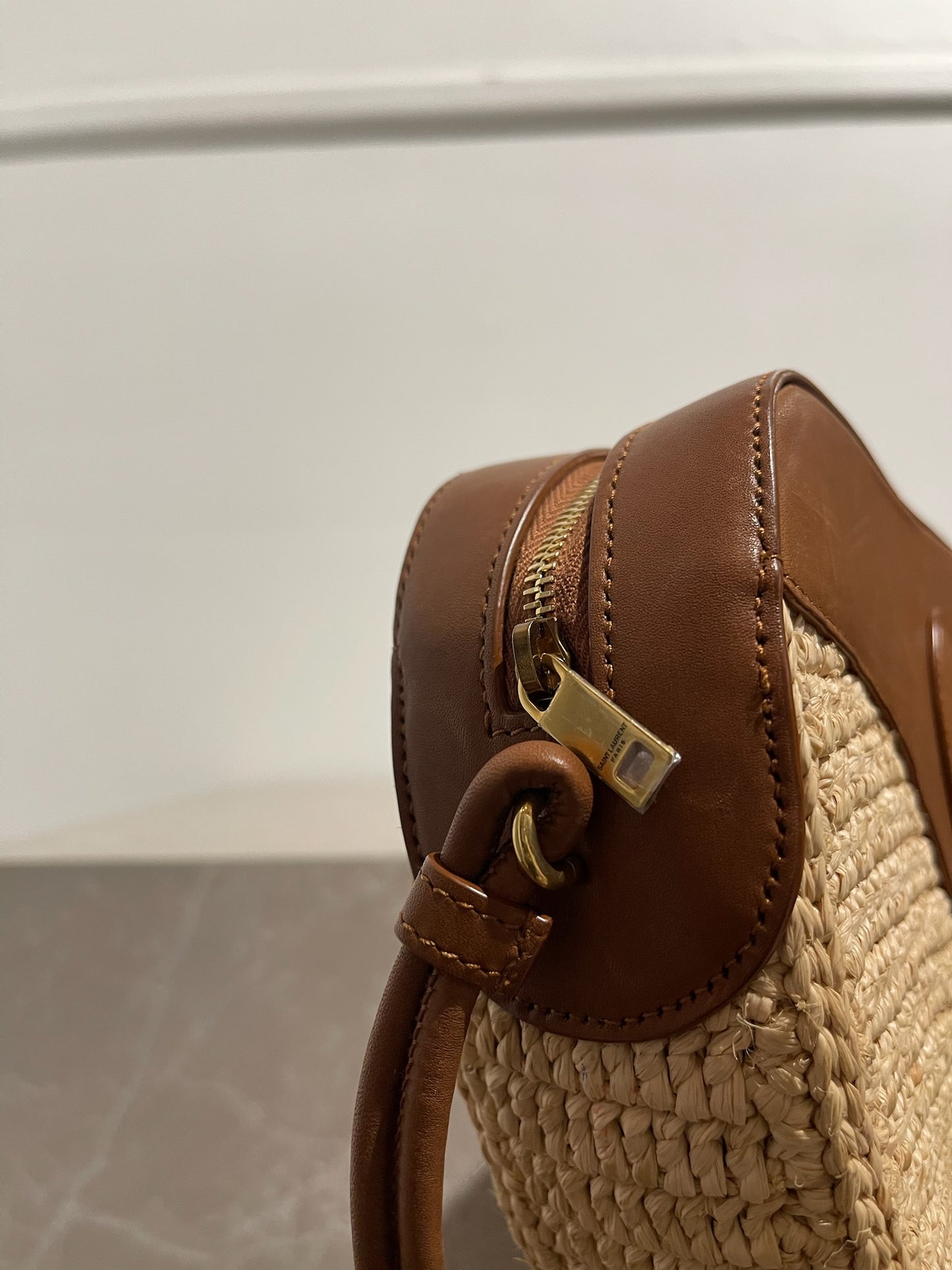 Sac Saint Laurent Coeur raphia