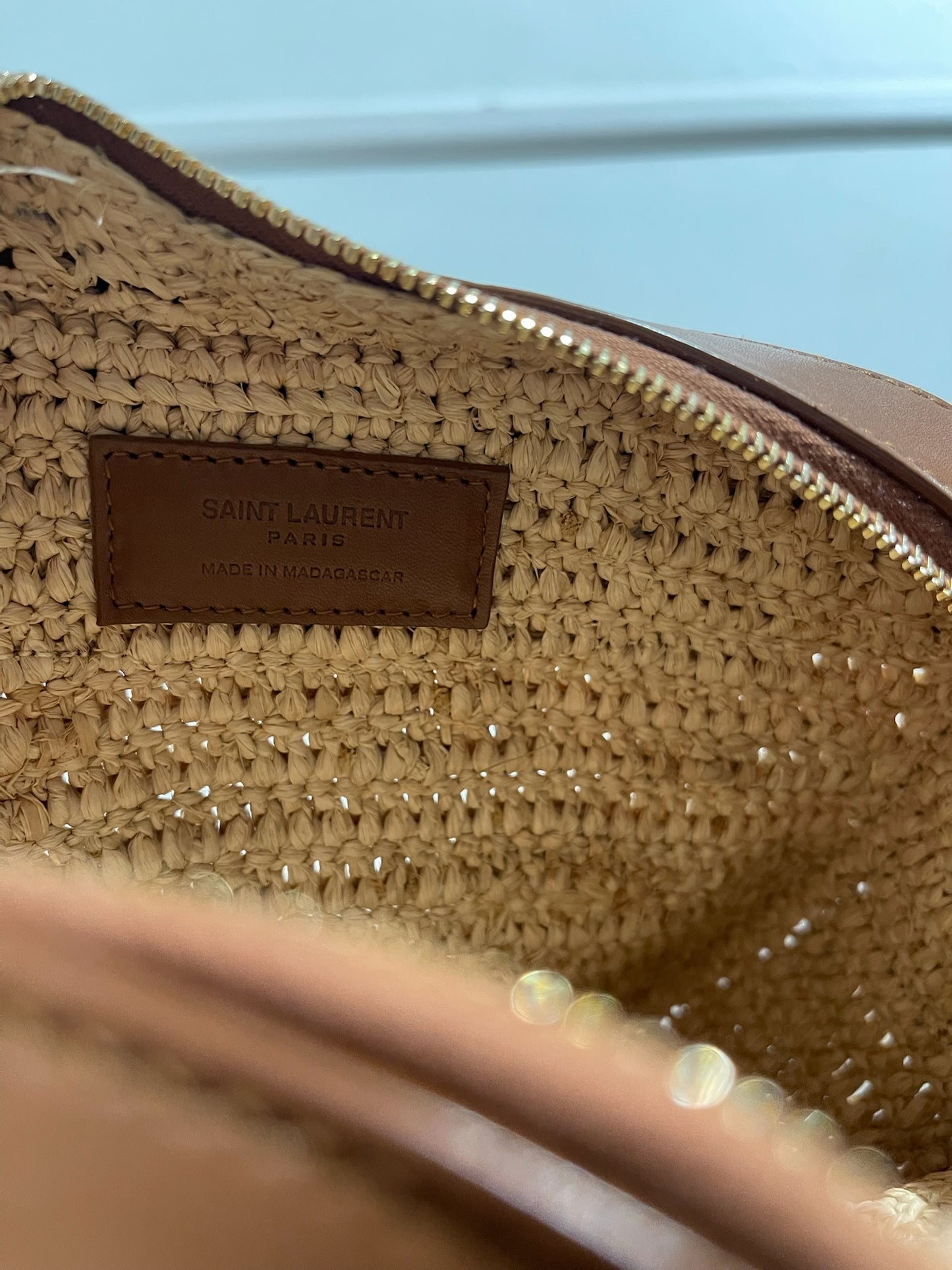 Sac Saint Laurent Coeur raphia