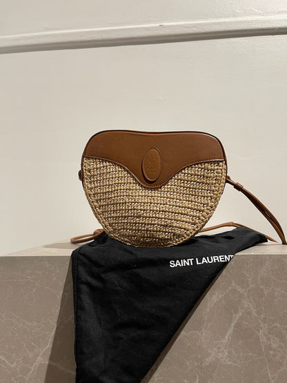 Sac Saint Laurent Coeur raphia