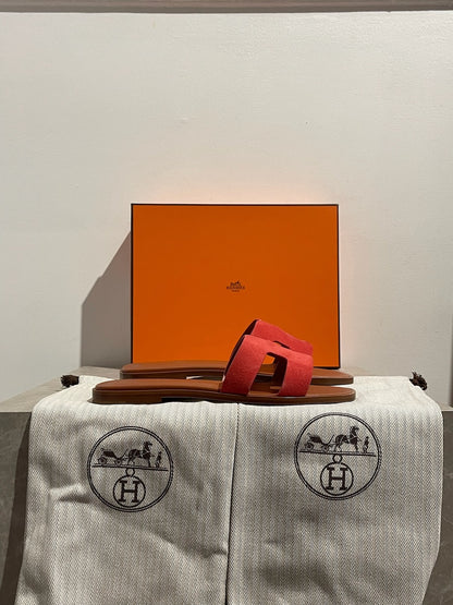 Sandales Hermès Oran rouge T.36,5