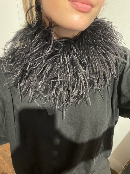Collier Saint Laurent plumes noir