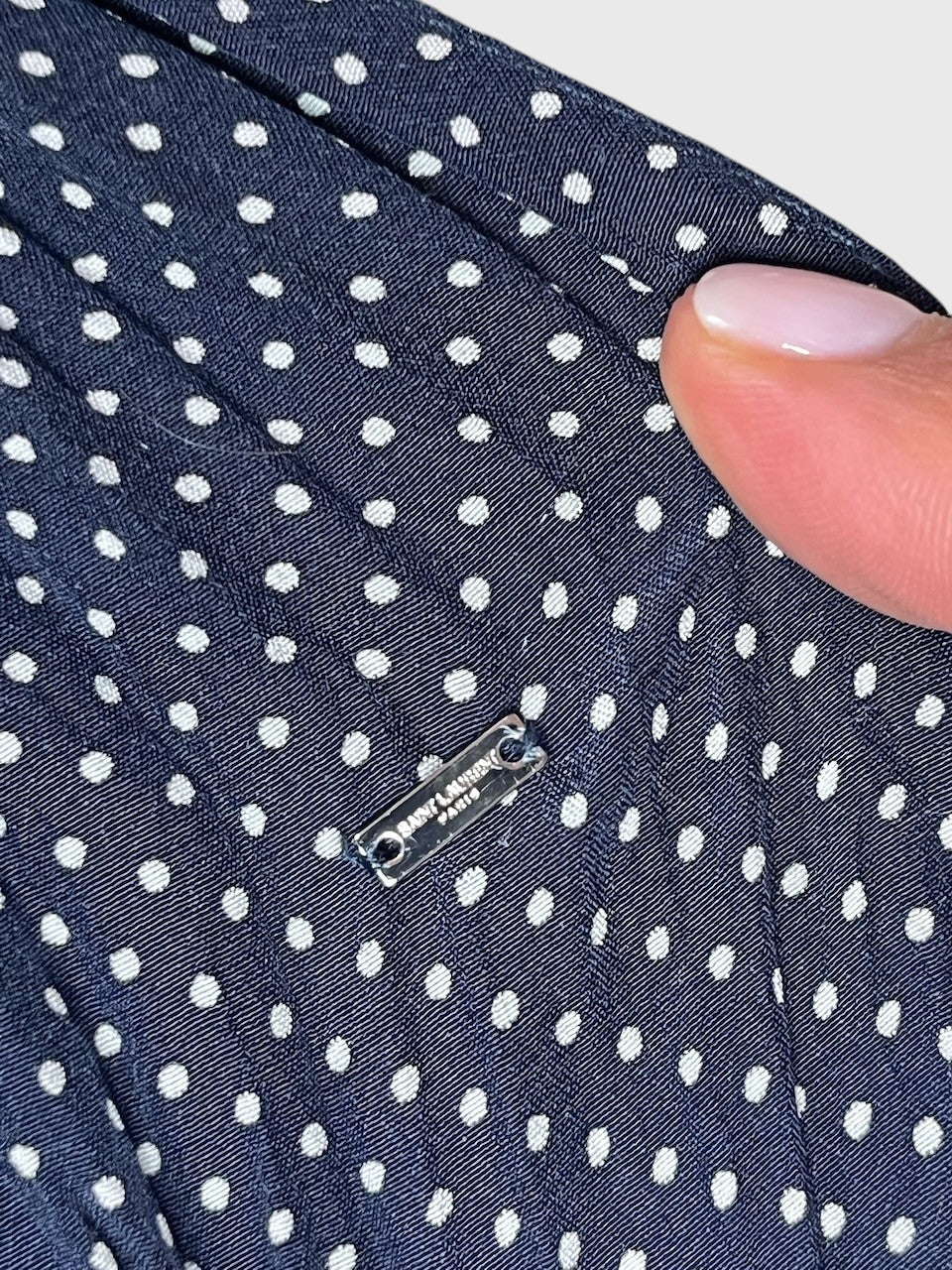 Foulard Saint Laurent à pois bleu