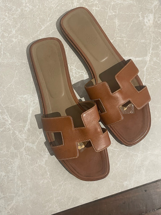 Sandales Oran Hermes camel T.40,5