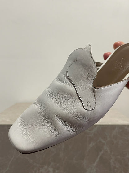 Mules Hermès blanches T.37