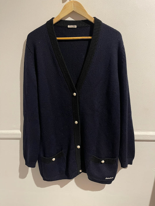 Cardigan Miu Miu bleu marine T.36