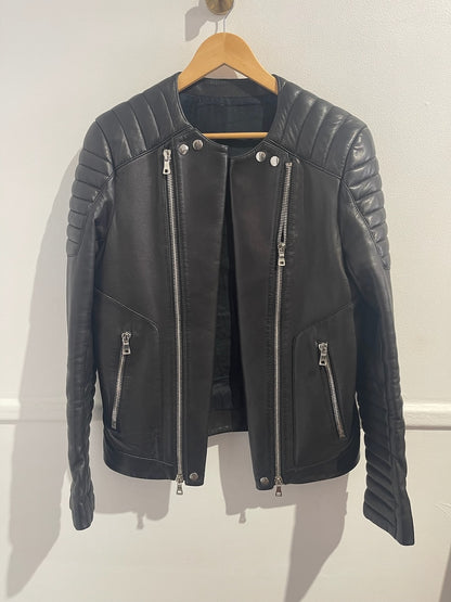 Veste Balmain cuir noir T.50