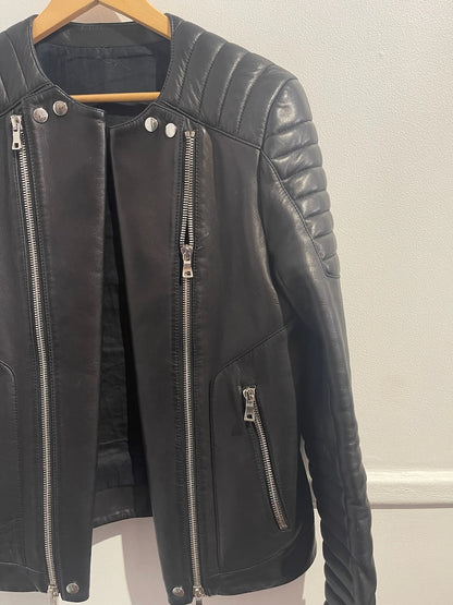 Veste Balmain cuir noir T.50