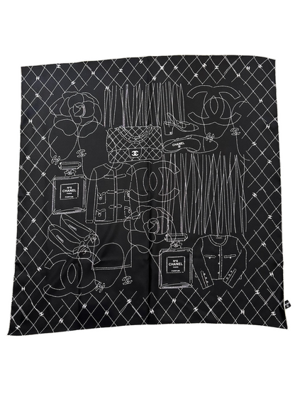 Foulard Chanel noir Camélia