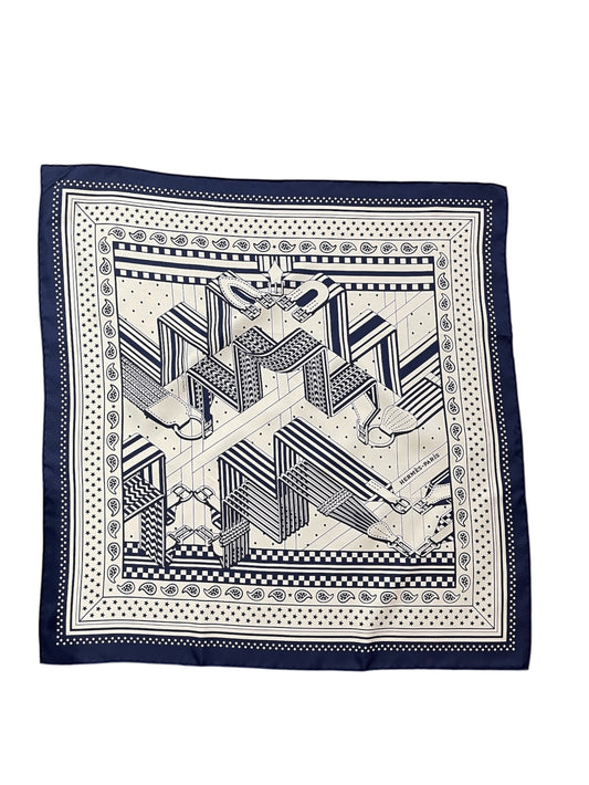 Carré 55 Hermès Sangle en Zigzag bleu