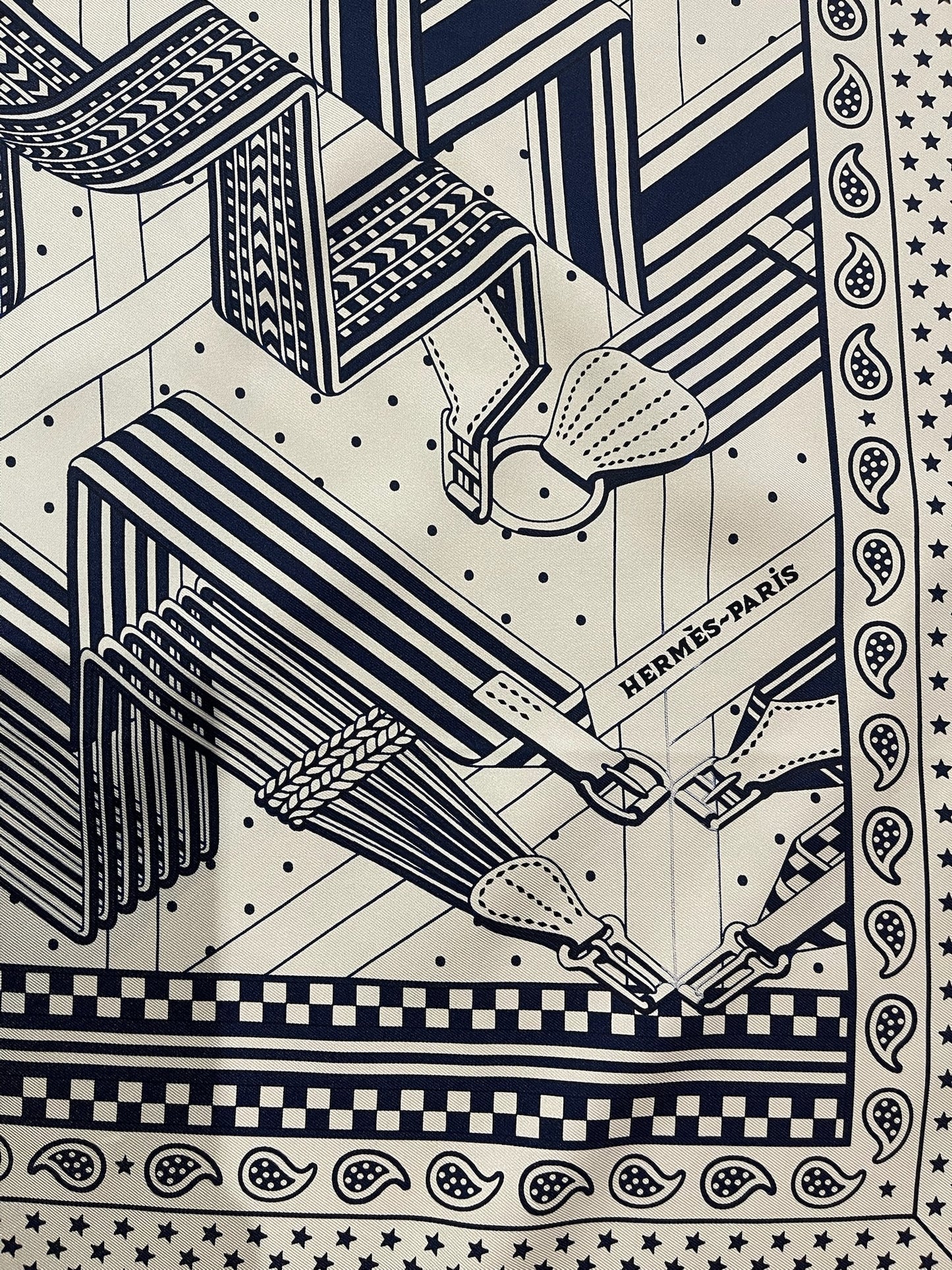 Carré 55 Hermès Sangle en Zigzag bleu