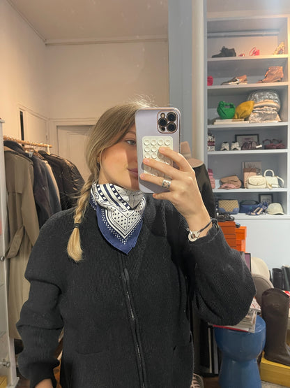 Carré 55 Hermès Sangle en Zigzag bleu