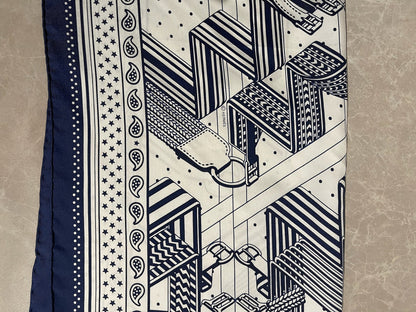 Carré 55 Hermès Sangle en Zigzag bleu