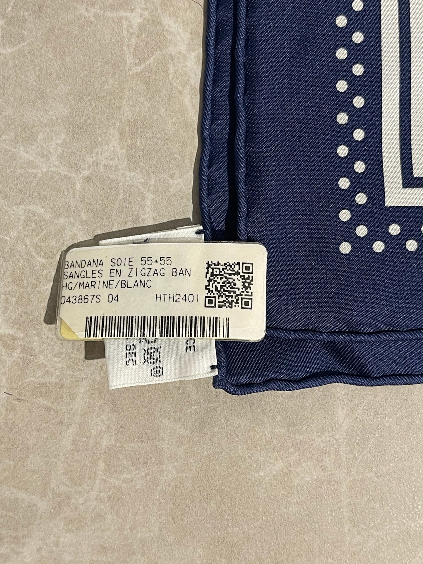 Carré 55 Hermès Sangle en Zigzag bleu