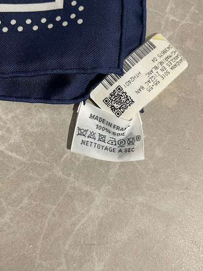 Carré 55 Hermès Sangle en Zigzag bleu