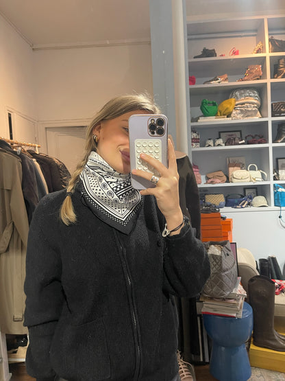 Carré 55 Hermès Sangle en zigzag noir