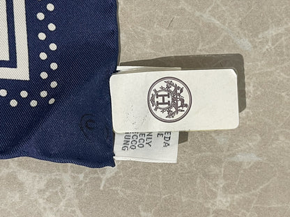 Carré 55 Hermès Sangle en Zigzag bleu