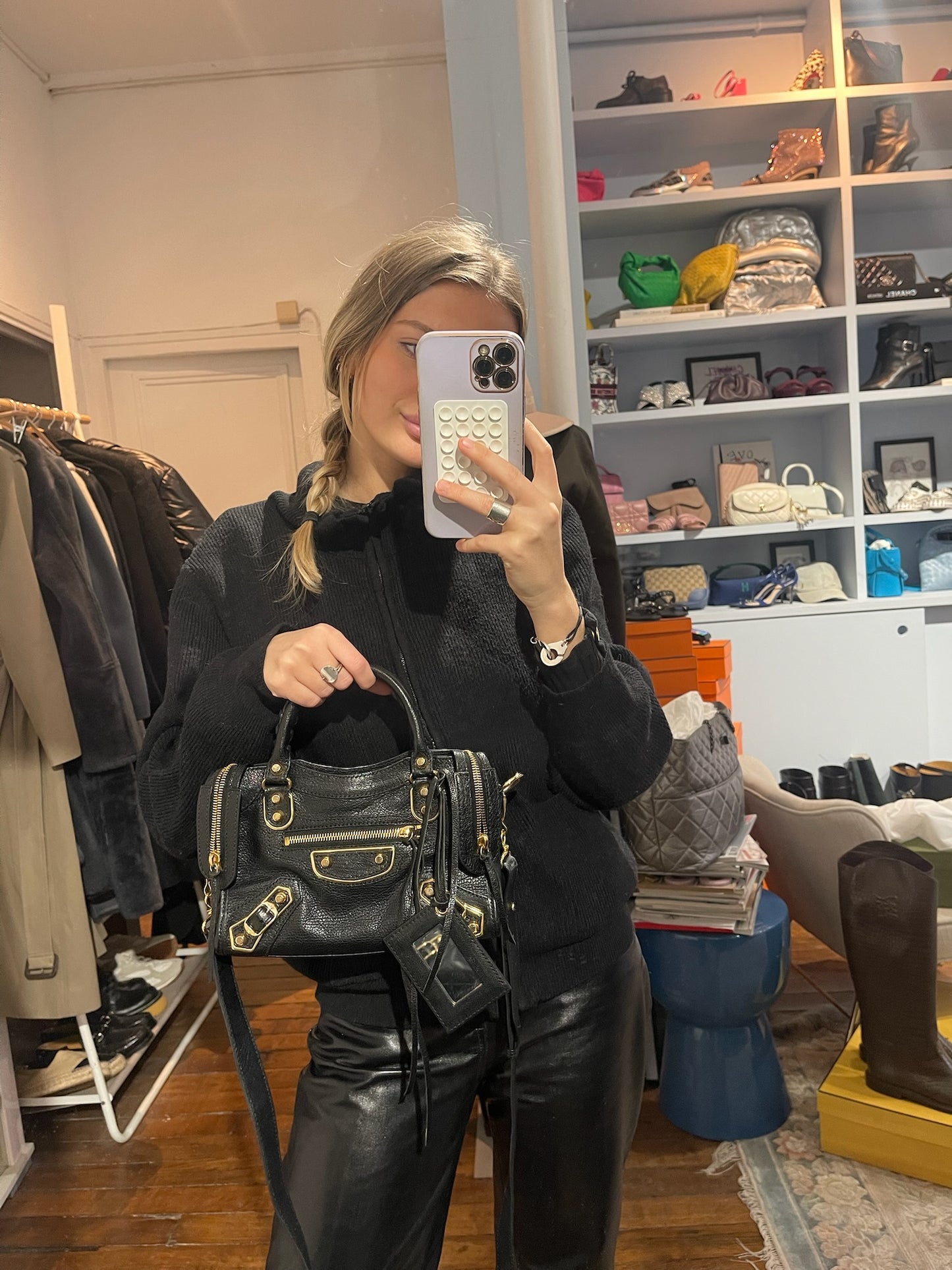 Sac Balenciaga Classic Metalic Mini noir