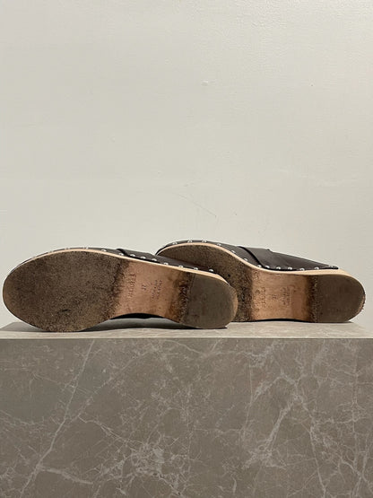 Sabots Hermès Calya marron T.37