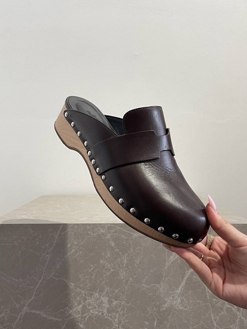 Sabots Hermès Calya marron T.37