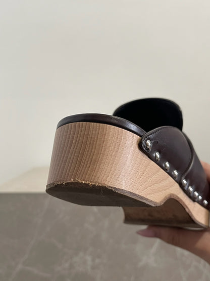 Sabots Hermès Calya marron T.37