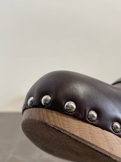 Sabots Hermès Calya marron T.37