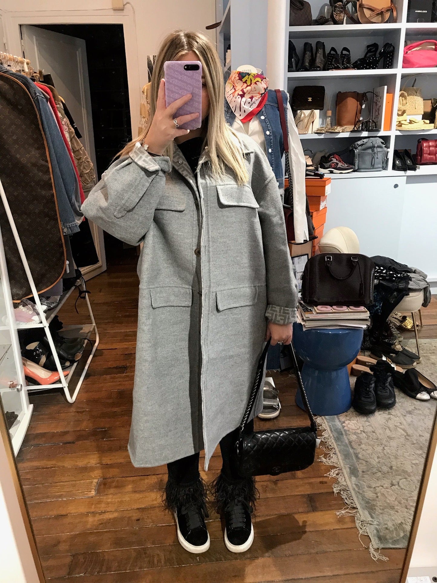 Manteau Fendi gris T.42