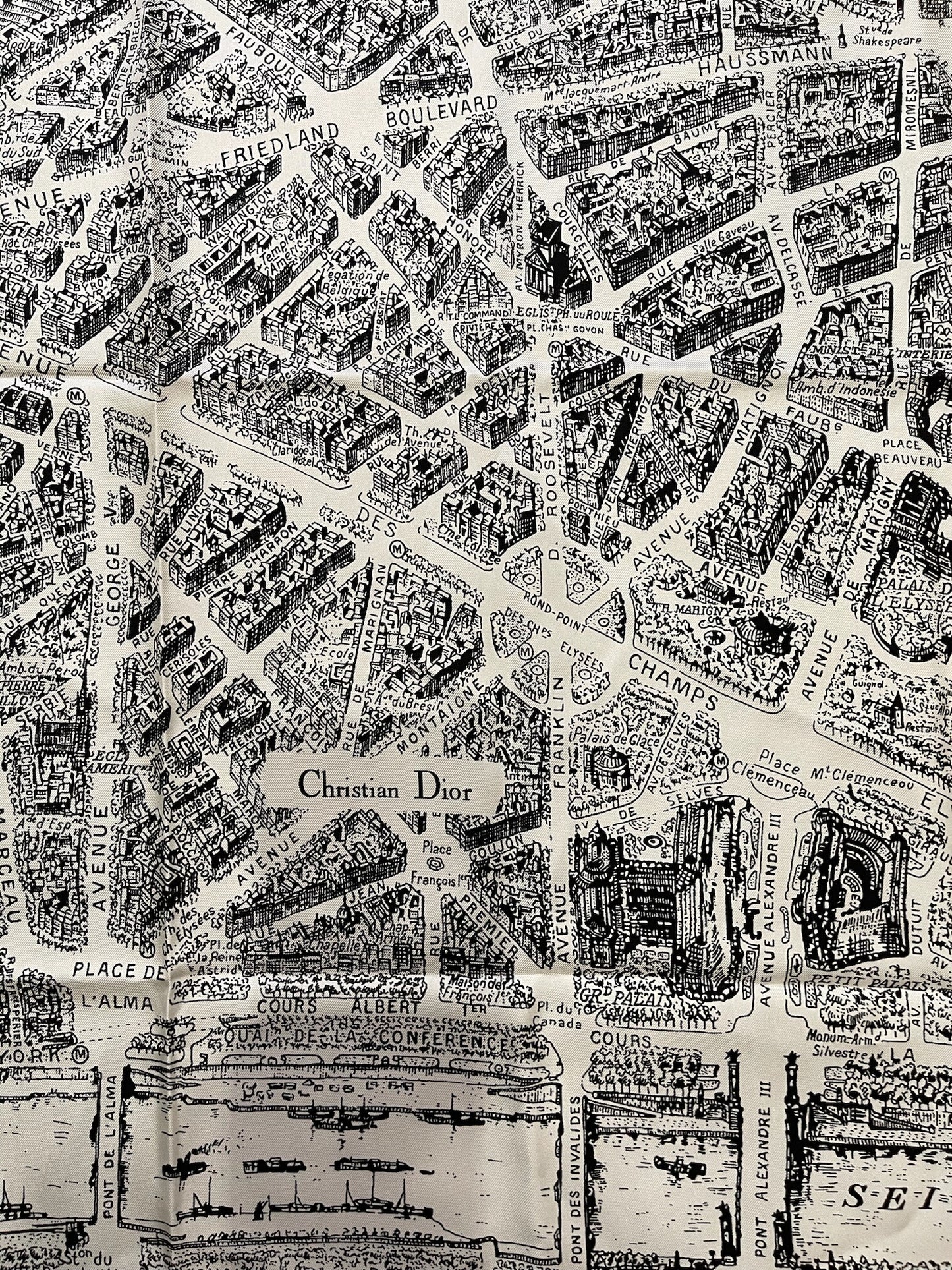 Foulard Christian Dior Paris noir