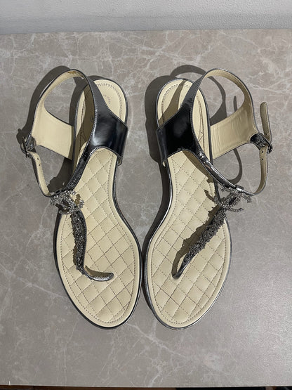 Sandales Chanel argent T.40,5
