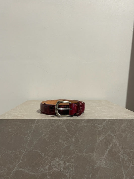 Ceinture en cuir de crocodile rouge T.80