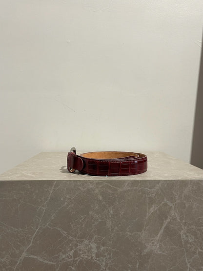 Ceinture en cuir de crocodile rouge T.80