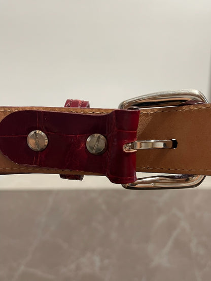 Ceinture en cuir de crocodile rouge T.80