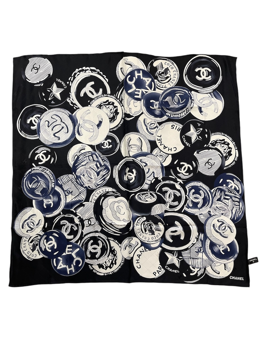 Foulard Chanel noir et bleu
