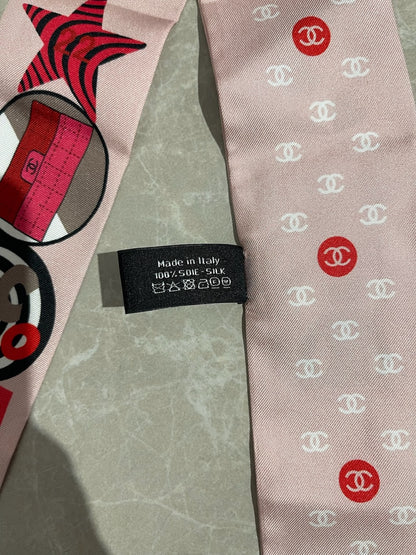 Foulard slim bandeau Chanel rose