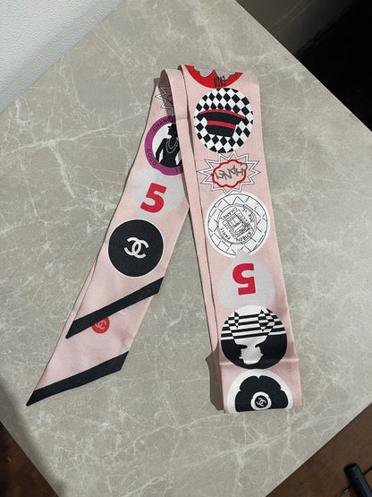 Foulard slim bandeau Chanel rose