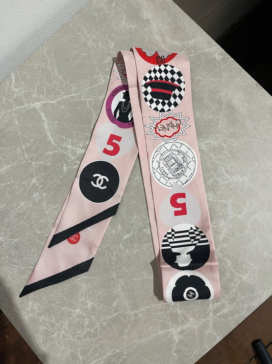 Foulard slim bandeau Chanel rose