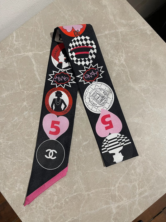 Foulard slim bandeau Chanel noir