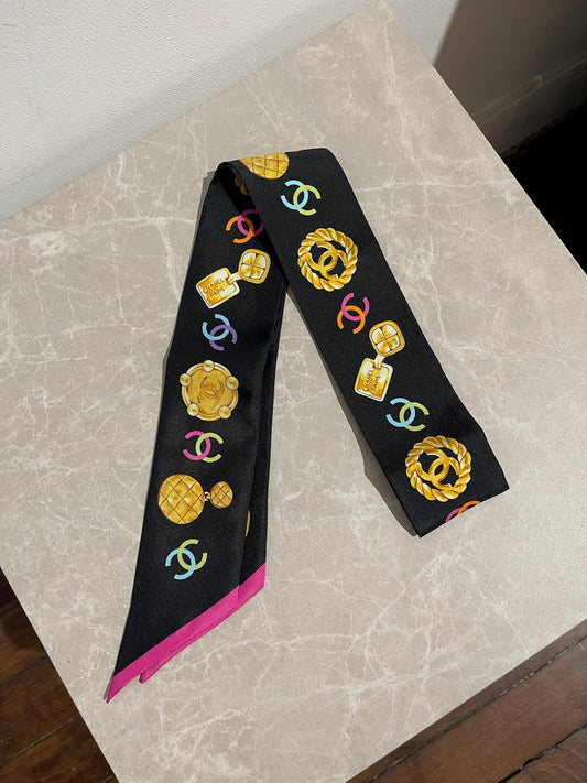 Foulard slim bandeau Chanel noir