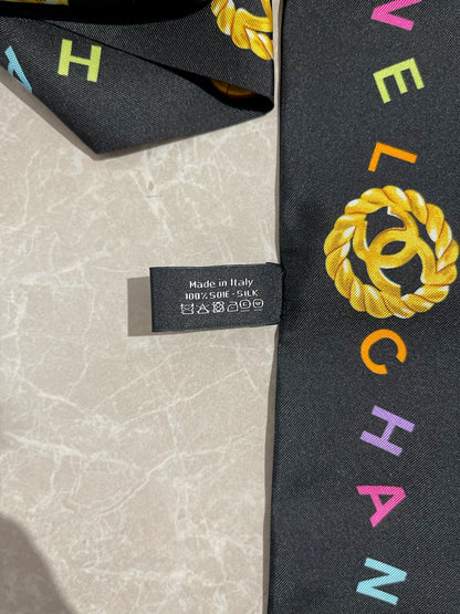 Foulard slim bandeau Chanel noir