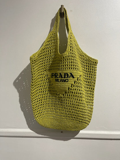 Sac Prada raffia vert