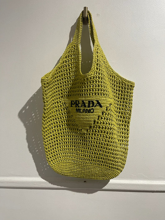 Sac Prada raffia vert