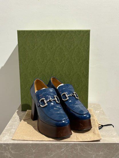 Mocassins Gucci bleus T.39.5